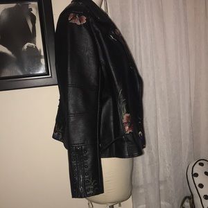 Colleen Lopez Embroid. Faux Leather Jacket 2X NWOT